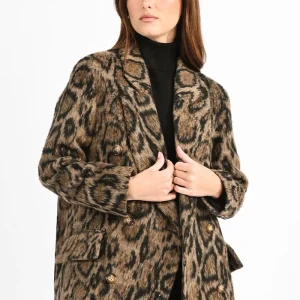 Abrigo de leopardo animal print cruzado